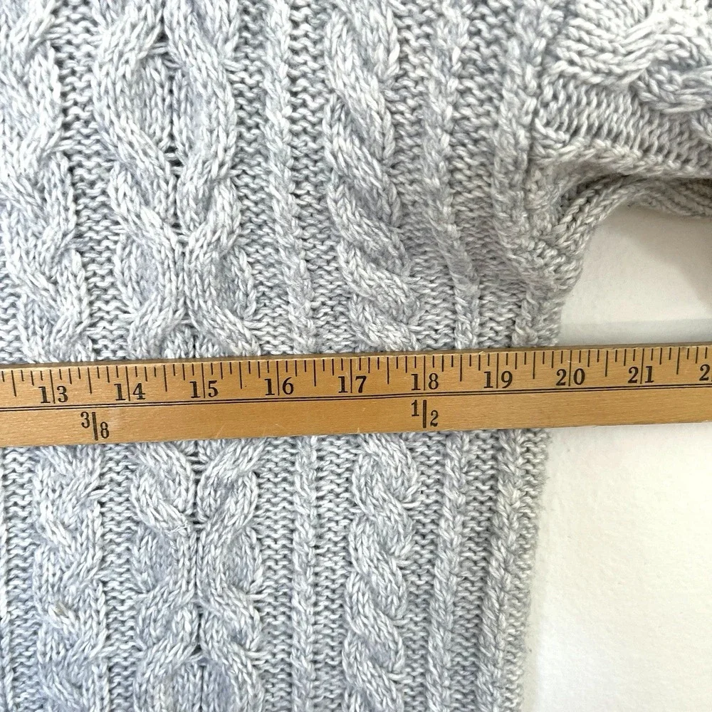 Loft Womens Cable‎ Knit Turtleneck Sweater Size M Gray Wool Cotton Fisherman